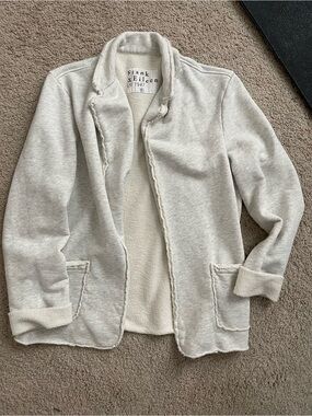 Frank & Eileen Creamy Grey Dublin Blazer sweatshirt Open-Front Terry Knit Jacket